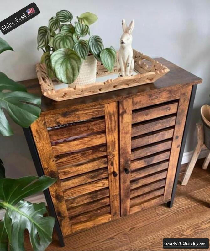Standing Cabinet, Storage Cabinet, Cupboard, Accent Side Cabinet, Sideboard with Louvered Doors