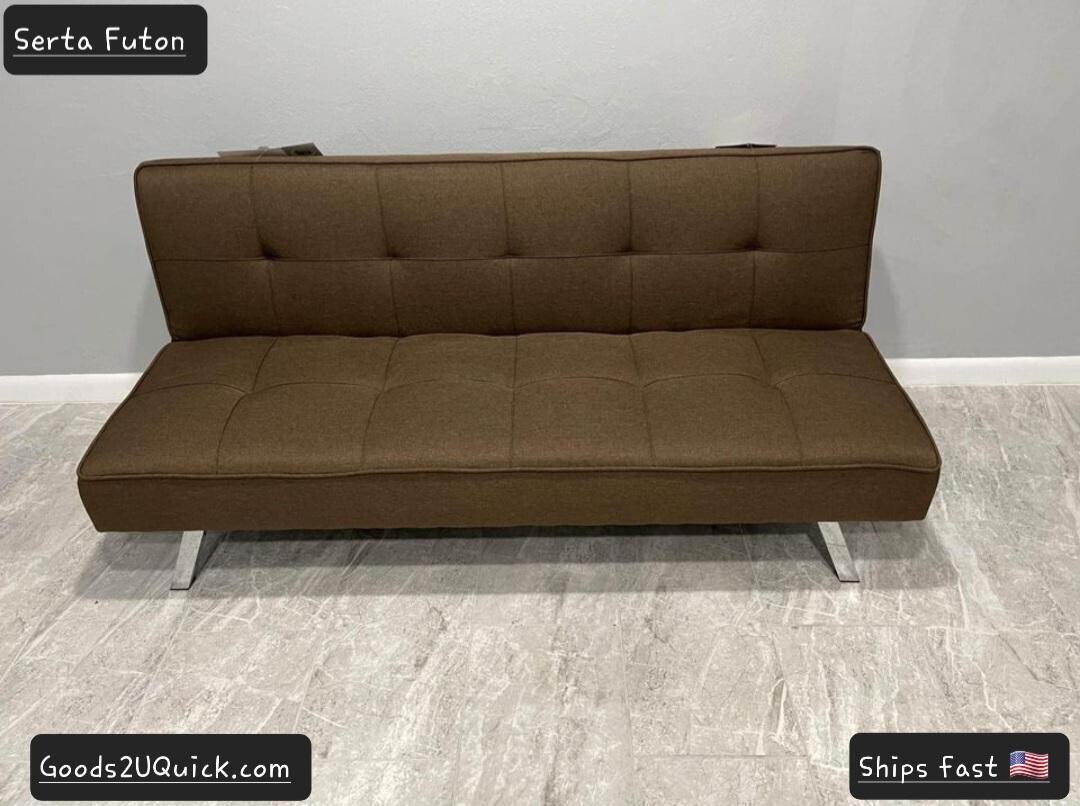 Serta Sleeper Sofa Bed Convertible Couch Modern Living Room Futon Loveseat , Brown
