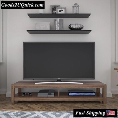 TV Stand for TV&#39;s up to 65&quot; Easy Assembly Large Open Shelves, Walnut