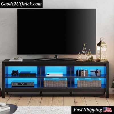 LED TV Stand for 75 inch TV Black TV Console Table with 6 Storages for Living Room Bedroom, 70&quot;