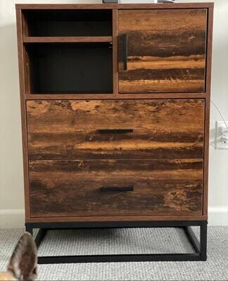 2 Drawer Dresser with Open Shelf and Wood Storage Organizer