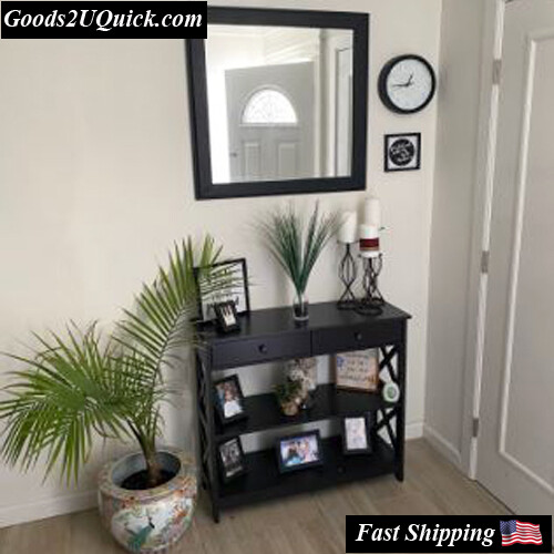 3-Tier Console Table X-Design with Storage Shelves, Espresso