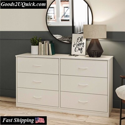 Fashion 6 Drawer Dresser Furniture Bedroom Organizer Clothes Chest Drawers (White)
