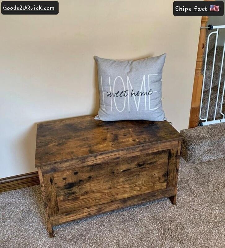 Rustic Brown Storage Chest Wooden Toy Chest Box Retro Farmhouse Organizer Bench