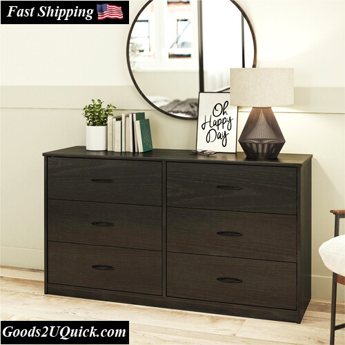 NEW SALE Classic 6 Drawer Dresser, Black Oak