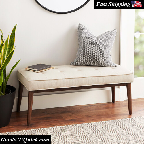 Lounge Chair Button-Tufted Bench with Wooden Legs Durable Stylish bedroom Seat