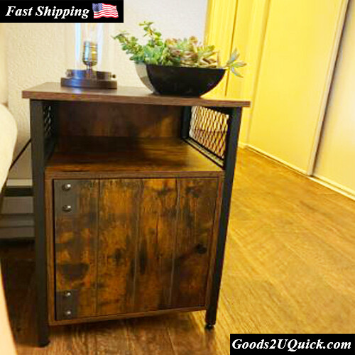 New ALINRU Bedroom Nightstand with Open Shelf and Storage Cabinet Furniture