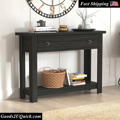 Coover Wood Console Table with 1 Drawer, Black
