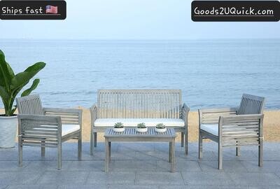 4-Piece Outdoor Collection Carson Patio Set, Grey Wash and Beige