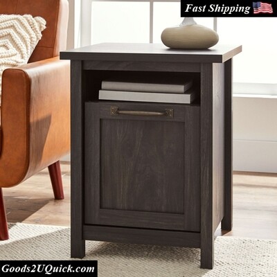 New Modern Farmhouse USB Side Table, Black Finish Perfect for Home Decor