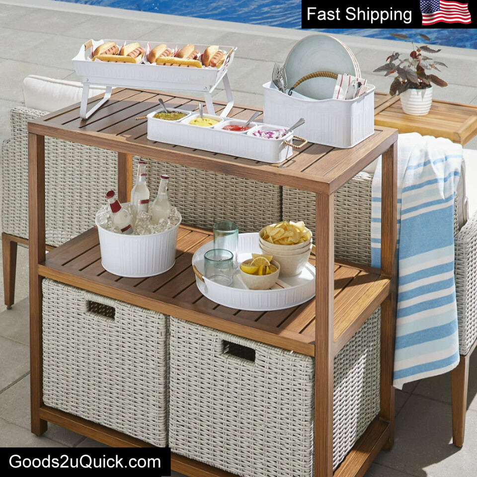 Console Table Davenport Outdoor Patio Steel Patio Furniture Durable Home Gray