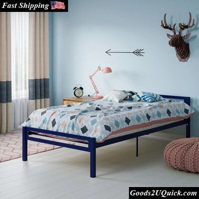 Modern Industrial Design Premium Metal Twin Bed For Home 225 lb. - Blue