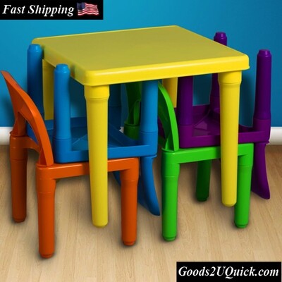 Kids Table and Chairs Play Set Colorful Child Toy Activity Desk for Toddler