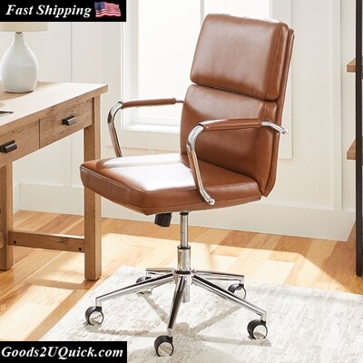 Swivel Office Chair, Faux Leather, Upholstery, memory Foam In Seat - Brown