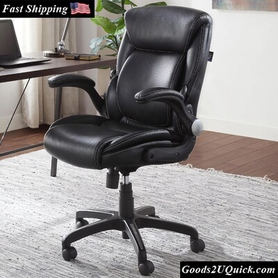 Air Lumbar Bonded Leather Manager Office Chair, Black