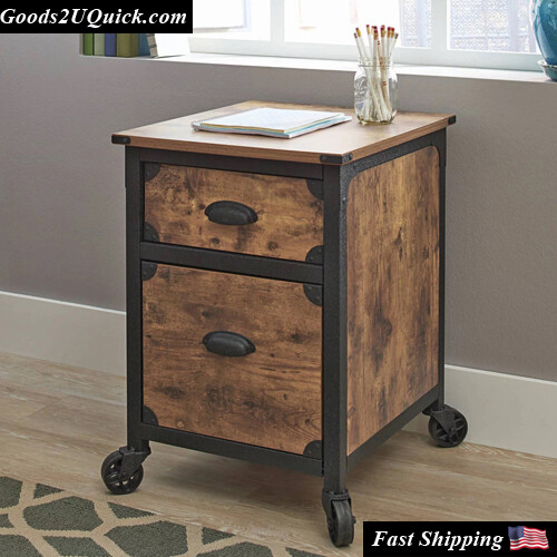 2 Drawer Rustic Country File Cabinet, Weathered Pine Fini