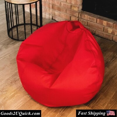 Classic Beanbag Chair, Kids, 2ft, Great For Games, Studying, Reading, Relaxing, And More Red