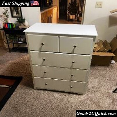 Horizontal Modern Dresser of 5 Drawers Dresser Chest with Easy Pull Handle