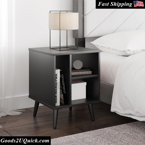 Boyd Sleep Warwick Mid-Century Modern Nightstand, Black