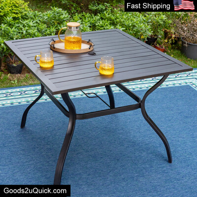 37" Outdoor Square Steel Dining Table Suitable for 4 People Black