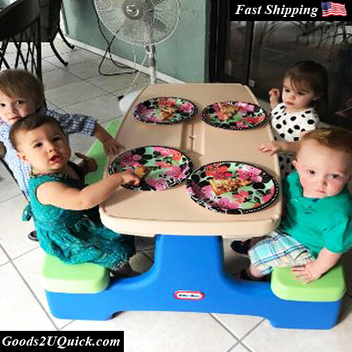 Multi-Purpose colorful Easy Store Kids Picnic Table with Umbrella Seats up to six kids