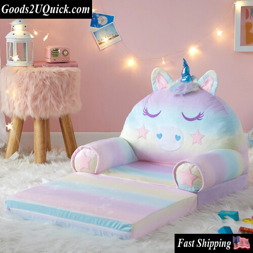 Pink Polyester Tie Dye Unicorn 2-in-1 Flip Out Chair Best Multi-Purpose Chair!