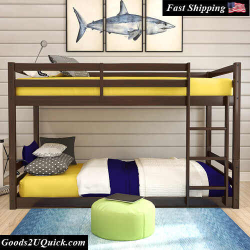 A Modern Bed Campbell Wood Twin Over Twin Floor Convertible Bunk Bed, Espresso
