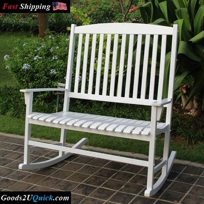 Outdoor 2-Person Double Rocking Extra-wide Chair 500 pounds or 2 people - White