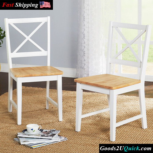 Virginia Cross-Back Chair, Set of 2 Work Beautifully With A Round Or Square Dining Table - White/Natural