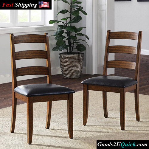 Granary Modern Farmhouse Ladderback Dining Chairs Set Of 2 Sturdy Construction Aged Brown Ash Color