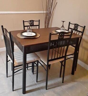 New 5 Piece Dining Table Set; Hgih Quality Wood &amp; Metal Table Plus 4 Chairs