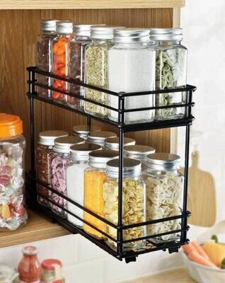 2 Pieces Durable Pull Out Spice Rack For Kitchen Cabinet, Spice Cabinet  Organizer (Jars Not Included)