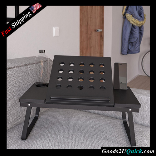 Multipurpose Folding Lap Desk Adjustable Laptop Tray Table - Black