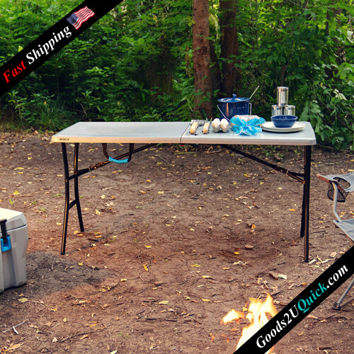 5-FT HEAVY DUTY 6FT OUTDOOR PLASTIC TABLE HALF FOLDING - Gray (80861)