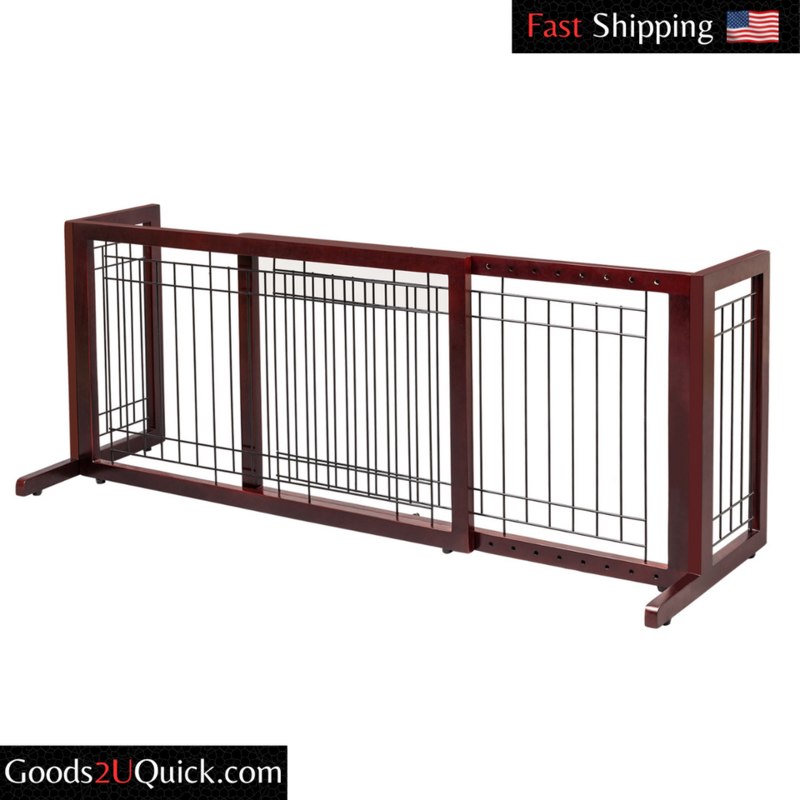 VINGLI Freestanding Pet Gate Wooden Dog Gates Indoor Adjustable from 40&quot;-71&quot; W