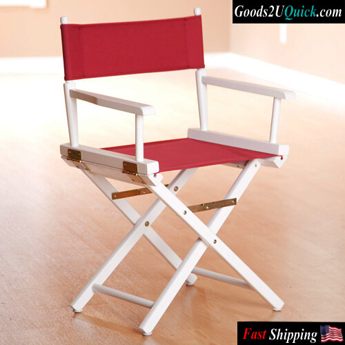 &quot;18&quot; Director&#39;s Chair Honey Oak Frame Foldable Design - Tangerine Canvas&quot;