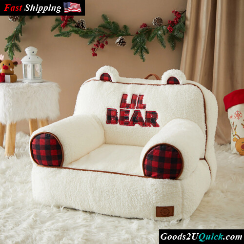 New Bean Bag Chair Super Soft Sherpa And Printed Royal Plush W/ Novelty Ears - Red
