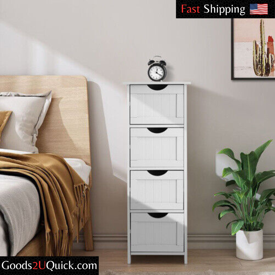 4 Drawer Dresser Chest Drawers Wooden Clothes Storage Bedroom Furniture White