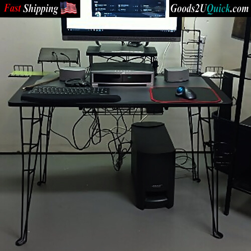 Professional Gaming Desk Monitor Stand, Charging Station and Gaming Storage Cable Management System - Black