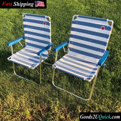 New Standard Folding Camp/Lawn Chair (2 Pack) Perfect For Travel And All Outdoor Adventures - BLUE/WHITE