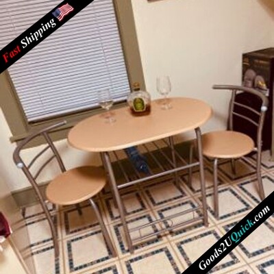 3pcs Modern Dining Set with Round Table and 2 Chairs - Multiple Colors