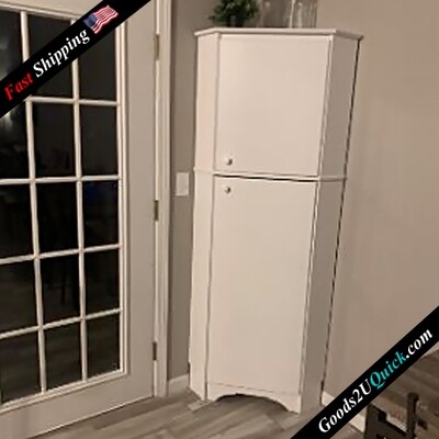 New Elite Tall 2-Door Corner Storage Cabinet - 29" Wide - White