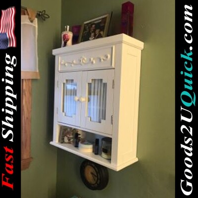 Lisbon Removable Wooden Wall Cabinet with Drapery-Lined Doors - White