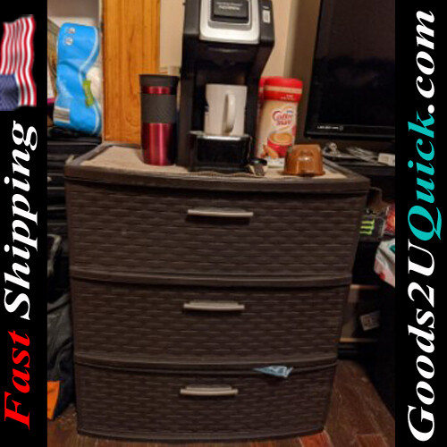 3 Drawer Wide Weave Tower Storage Cabinet Box Organizer Home Dresser