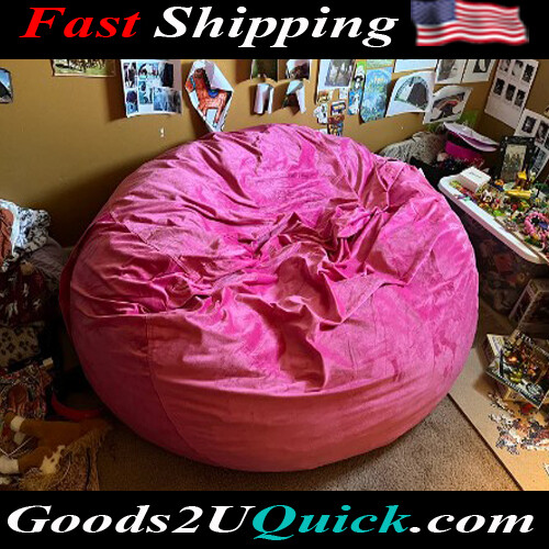 Bean Bag Chair Memory Foam Lounger Microsuede Cover All Ages Multiple Colors - Pink