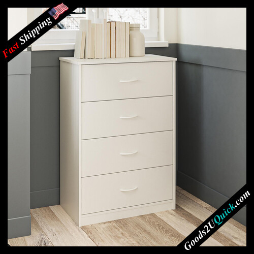 Tall Dresser for Bedroom w/ 4 Drawers Storage Chest of Drawers Bedroom Organizer, White