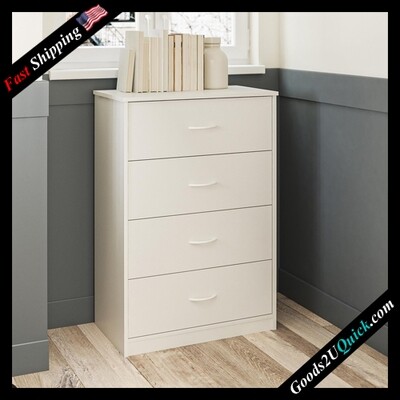 Tall Dresser for Bedroom w/ 4 Drawers Storage Chest of Drawers Bedroom Organizer, White