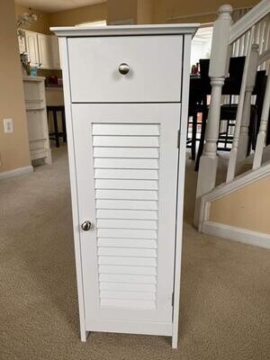 Free Standing Bathroom Storage Cabinet With Drawer and Single Shutter Door Kitchen Entryway White