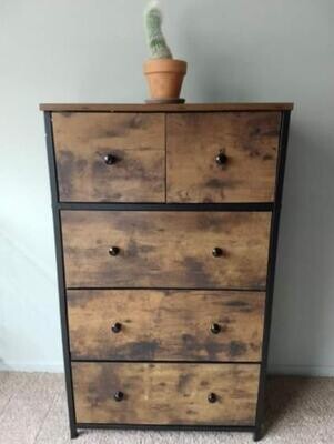 Industrial Style Dresser Tower Storage Unit Drawers Chests Bedroom Living Room Rustic Brown NEW