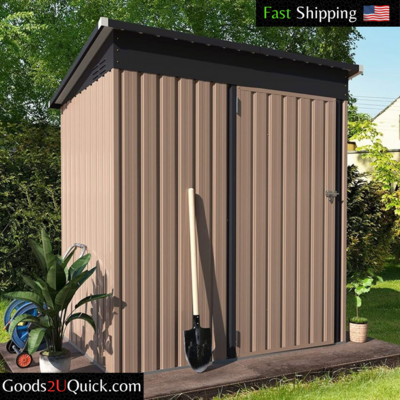 AECOJOY Outdoor Metal Storage Shed w/Lockable Door for Backyard Garden tool shed